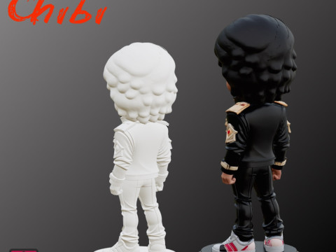 STL File Michael Jackson Chibi Comic Style FanArt 3D Printable Model 3D प्रिंट मॉडल
