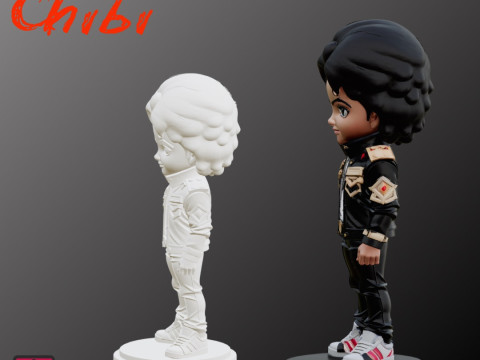 STL File Michael Jackson Chibi Comic Style FanArt 3D Printable Model 3D प्रिंट मॉडल
