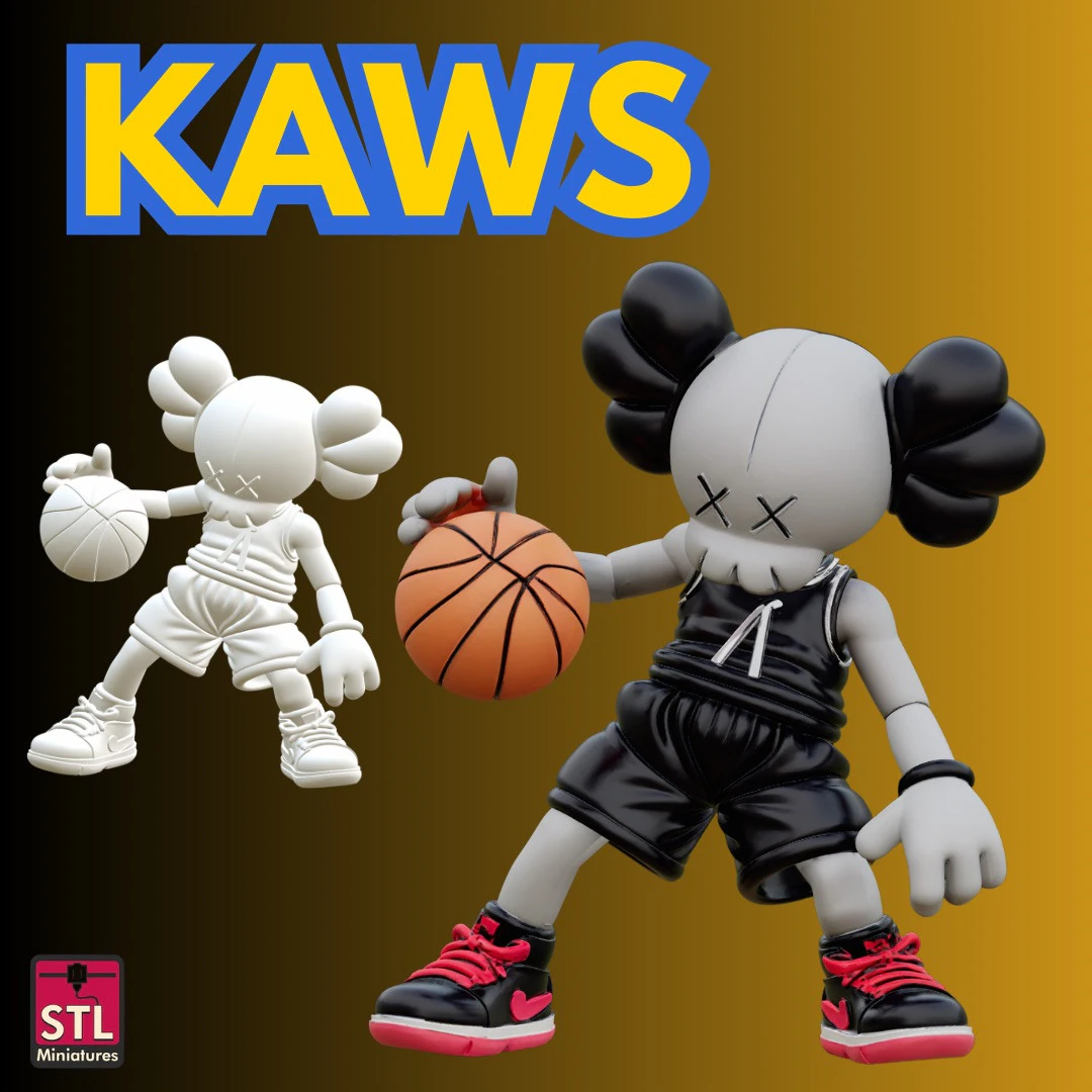 STL File Kaws Basketball Edition Comic Style FanArt 3D Printable Model 3D Print Model .c4d .max .obj .3ds .fbx .stl .blend 