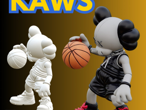 STL File Kaws Basketball Edition Comic Style FanArt 3D Printable Model Modelo de impresión 3D
