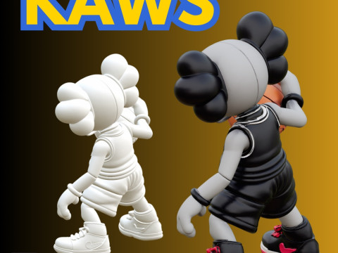 STL File Kaws Basketball Edition Comic Style FanArt 3D Printable Model Modelo de impresión 3D