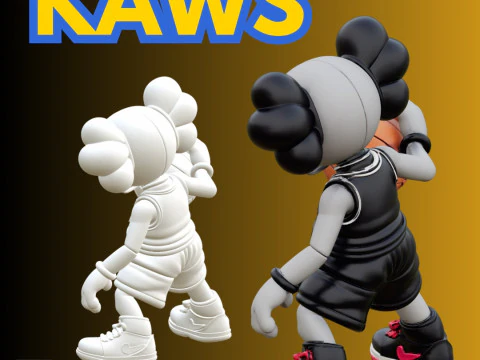 STL File Kaws Basketball Edition Comic Style FanArt 3D Printable Model 3D Print Model