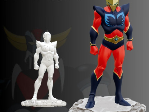 STL File Actarus Goldrake Pilot Chibi Style FanArt 3D Printable Model 3Dプリントモデル