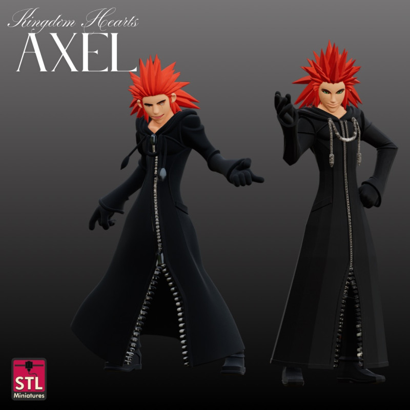 STL File Axel Kingdom Hearts Inspired Dual Pose Chibi FanArt 3D Printable Models Modèles 3D en vedette .c4d .max .obj .3ds .fbx .stl .blend 