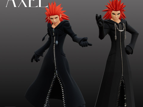 STL File Axel Kingdom Hearts Inspired Dual Pose Chibi FanArt 3D Printable Models Modèles 3D en vedette