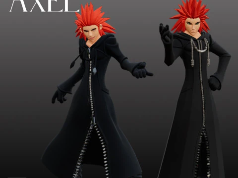 File STL Axel Kingdom Hearts ispirato modelli stampabili 3D a doppia posa Chibi FanArt Modello di stampa 3D