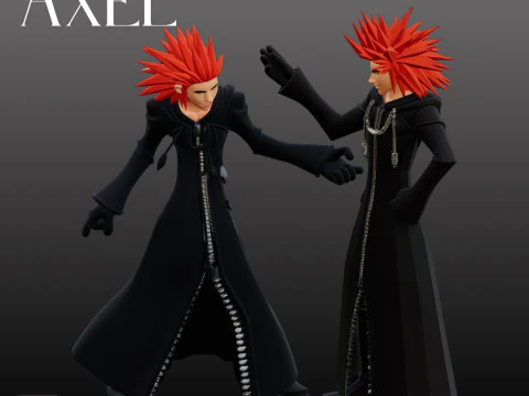 STL File Axel Kingdom Hearts Inspired Dual Pose Chibi FanArt 3D Printable Models 3D Print Model