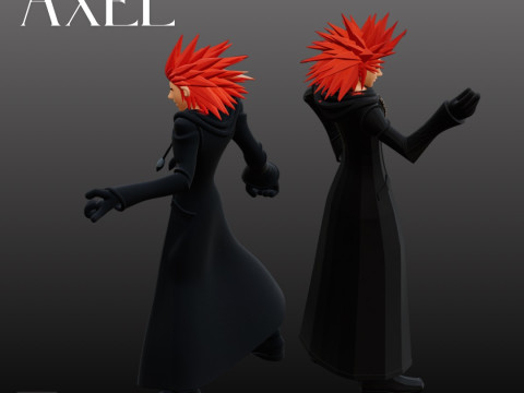 STL File Axel Kingdom Hearts Inspired Dual Pose Chibi FanArt 3D Printable Models Modèles 3D en vedette
