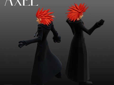 STL File Axel Kingdom Hearts Inspired Dual Pose Chibi FanArt 3D Printable Models 3D Print Model