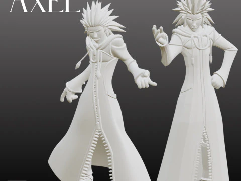 STL File Axel Kingdom Hearts Inspired Dual Pose Chibi FanArt 3D Printable Models 3D Print Model