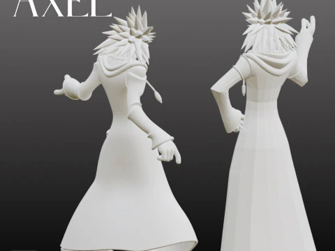 STL File Axel Kingdom Hearts Inspired Dual Pose Chibi FanArt 3D Printable Models 3D Print Model