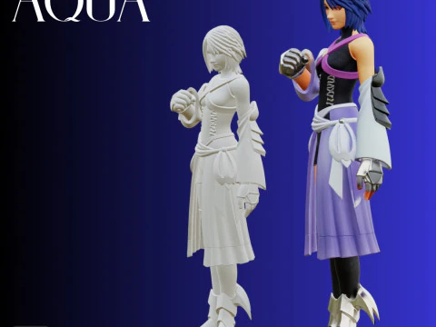 Arquivo STL Aqua Kingdom Hearts inspirado no estilo Chibi Heroine modelo 3D para impress&atilde;o Modelo de Impressão 3D