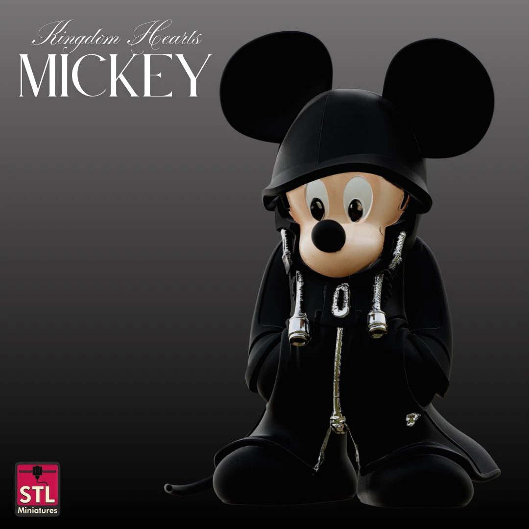 STL File Dark Mickey Kingdom Hearts Inspired Hooded Chibi FanArt 3D Printable Model 3D Print Model .c4d .max .obj .3ds .fbx .stl .blend 