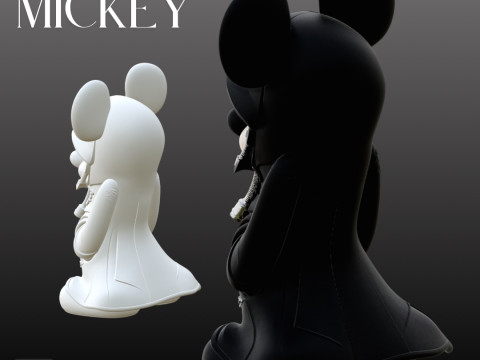 STL File Dark Mickey Kingdom Hearts Inspired Hooded Chibi FanArt 3D Printable Model Modelo de Impressão 3D