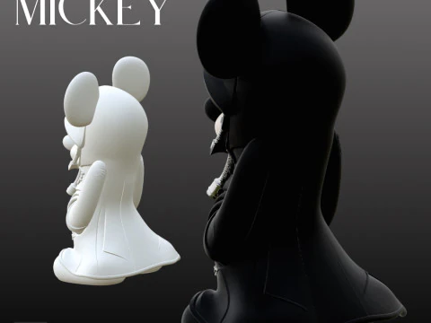 STL File Dark Mickey Kingdom Hearts Inspired Hooded Chibi FanArt 3D Printable Model 3D Print Model