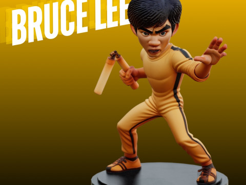 STL File Bruce Lee Chibi Style Iconic Martial Arts Legend 3D Printable Figure 3D-Druckmodell