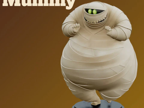 एसटीएल फाइल चब्बी ममी मैडनेस 3डी प्रिंट करने योग्य कॉमिक स्टाइल मिनिएचर, बेस के साथ मजेदार और आकर्षक 3D प्रिंट मॉडल