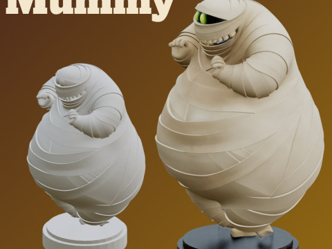 STL File Chubby Mummy Madness 3D Printable Comic Style Miniature Funny and Charming with Base Modèles 3D en vedette