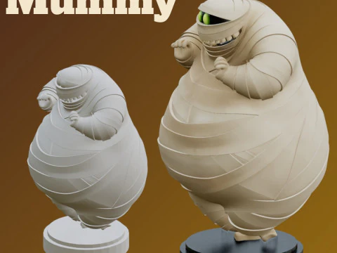 STL File Chubby Mummy Madness 3D Printable Comic Style Miniature Funny and Charming with Base 3D Print Model