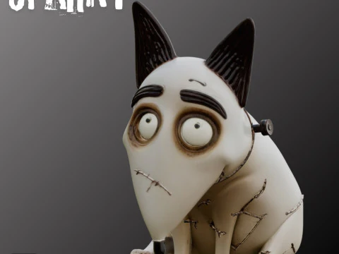Archivo STL Sparky Frankenweenie Chibi estilo Tim Burton inspirado figura imprimible Modelo de impresión 3D