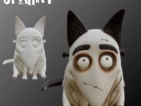 STL File Sparky Frankenweenie Chibi Style Tim Burton Inspired Printable Figure 3D Baskı Modeli