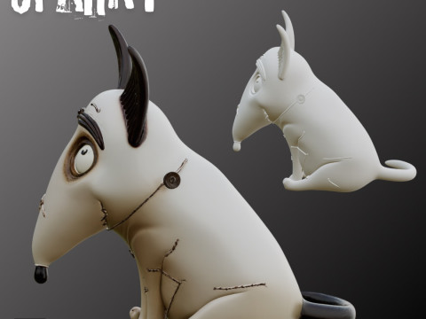 STL File Sparky Frankenweenie Chibi Style Tim Burton Inspired Printable Figure 3D Baskı Modeli