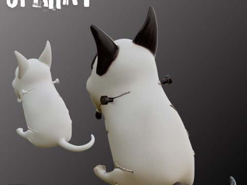 STL File Sparky Frankenweenie Chibi Style Tim Burton Inspired Printable Figure 3D Baskı Modeli