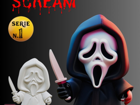 STL File Ghostface Scream Chibi Horror Style 3D Printable Figure Modelo de impresión 3D