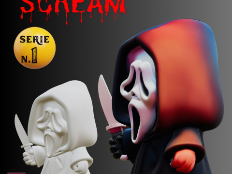 STL File Ghostface Scream Chibi Horror Style 3D Printable Figure Modelo de impresión 3D