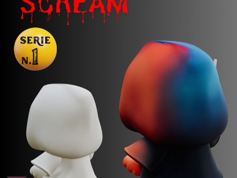 STL File Ghostface Scream Chibi Horror Style 3D Printable Figure Modelo de impresión 3D