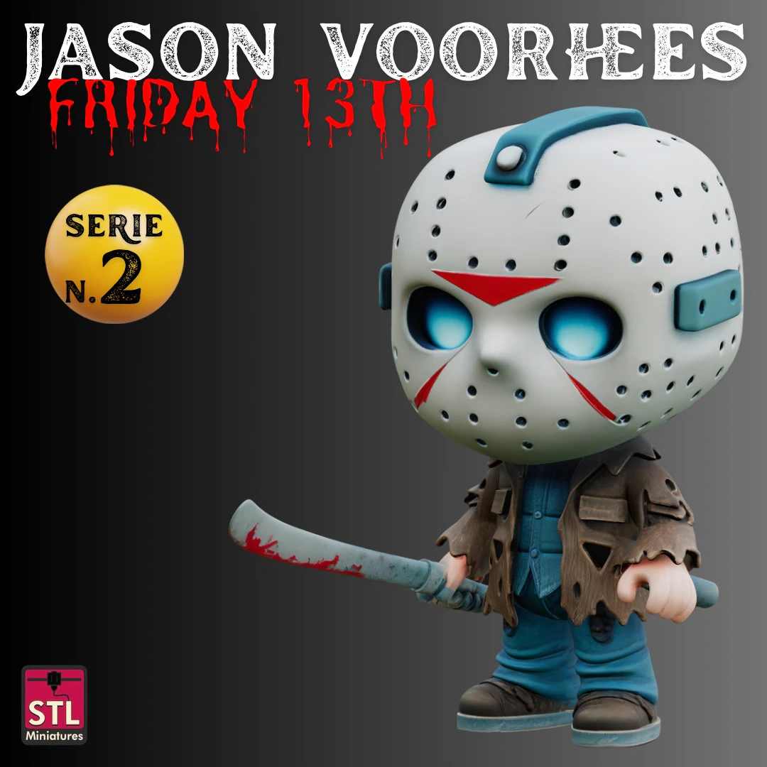STL File Jason Voorhees Chibi Style Friday the 13th Horror Icon 3D Printable Figure 3D Print Model .c4d .max .obj .3ds .fbx .stl .blend 