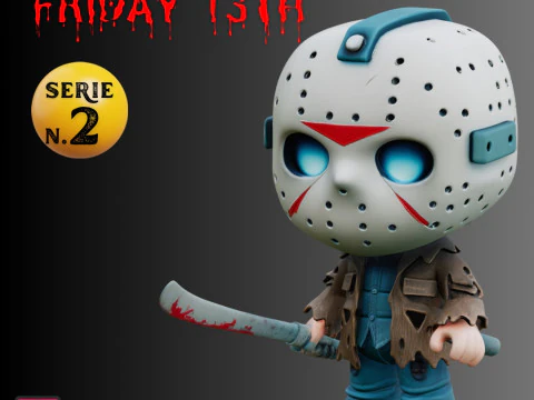STL-bestand Jason Voorhees Chibi Style Vrijdag de 13e Horror Icon 3D afdrukbare figuur 3D printmodel