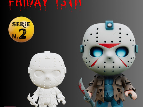STL File Jason Voorhees Chibi Style Friday the 13th Horror Icon 3D Printable Figure 3D Принт Модель