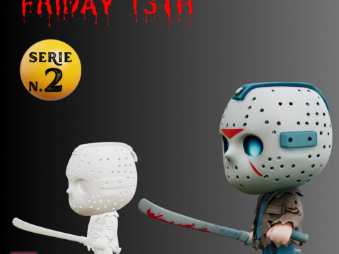 STL File Jason Voorhees Chibi Style Friday the 13th Horror Icon 3D Printable Figure 3D Принт Модель