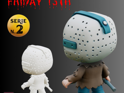 STL File Jason Voorhees Chibi Style Friday the 13th Horror Icon 3D Printable Figure 3D Принт Модель