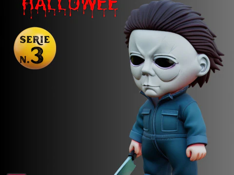 Fichier STL Michael Myers Chibi Style Halloween Horror Icon Mini figurine imprimable en 3D Modèles 3D en vedette