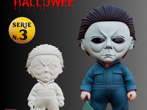 STL File Michael Myers Chibi Style Halloween Horror Icon 3D Printable Mini Figure 3D Print Model