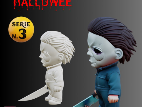 STL File Michael Myers Chibi Style Halloween Horror Icon 3D Printable Mini Figure 3D Print Model