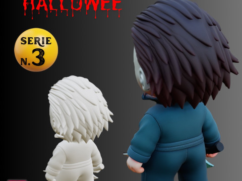 STL File Michael Myers Chibi Style Halloween Horror Icon 3D Printable Mini Figure 3D Print Model