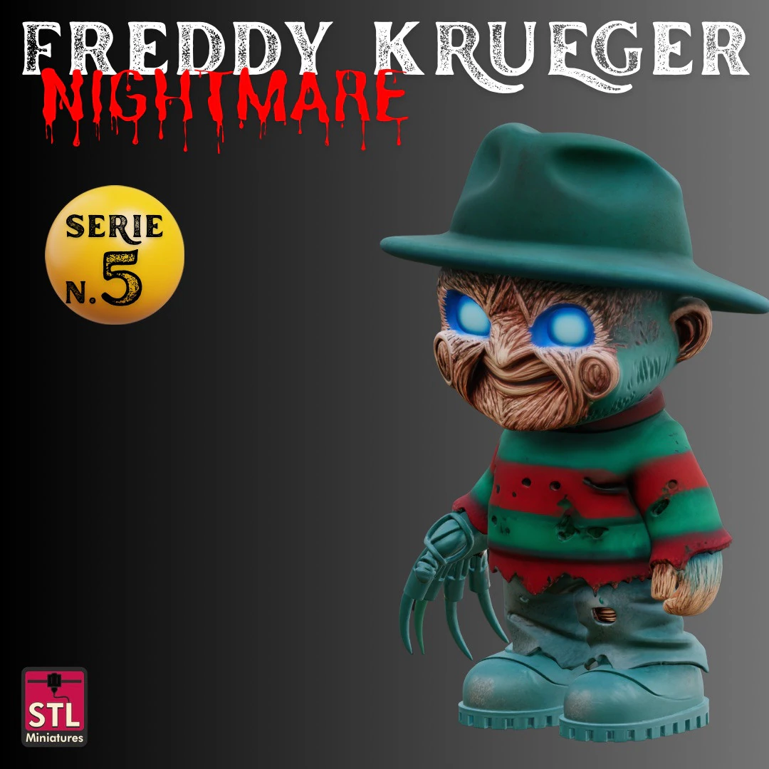 STL File Freddy Krueger Chibi Style Nightmare Horror Icon 3D Printable Miniature 3D Print Model .c4d .max .obj .3ds .fbx .stl .blend 