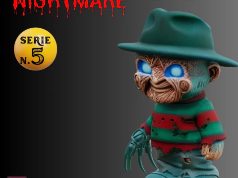 STL 文件 Freddy Krueger 赤壁风格噩梦恐怖图标 3D 可打印微型模型 3D 打印模型