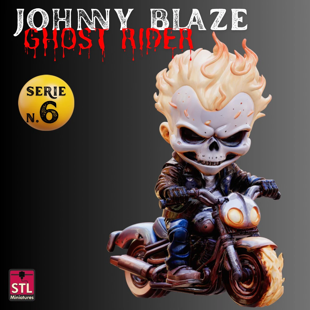 STL File Ghost Rider Chibi Style Spirit of Vengeance 3D Printable Miniature 3D Print Model .c4d .max .obj .3ds .fbx .stl .blend 