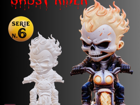 STL File Ghost Rider Chibi Style Spirit of Vengeance 3D Printable Miniature Model Cetak 3D