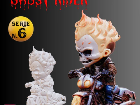 STL File Ghost Rider Chibi Style Spirit of Vengeance 3D Printable Miniature 3D Print Model