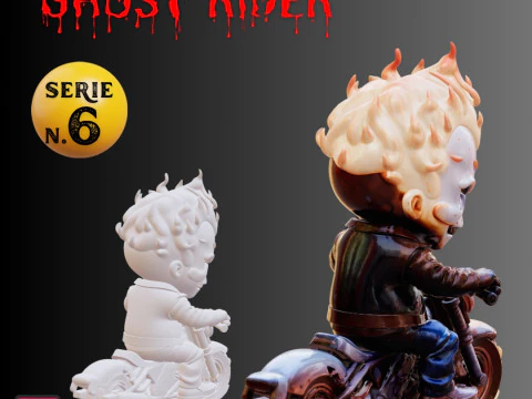 STL File Ghost Rider Chibi Style Spirit of Vengeance 3D Printable Miniature 3D Print Model