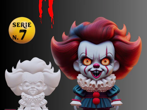 STL File Pennywise Chibi Style IT Horror Clown 3D Printable Miniature 3D Print Model