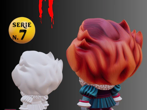 STL File Pennywise Chibi Style IT Horror Clown 3D Printable Miniature 3D Print Model