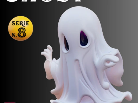STL File Classic Ghost in Chibi Style Cute and Spooky 3D Printable Miniature 3D Print Model