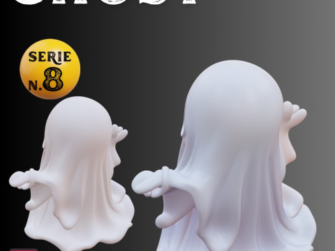 STL File Classic Ghost in Chibi Style Cute and Spooky 3D Printable Miniature 3D Druckmodell