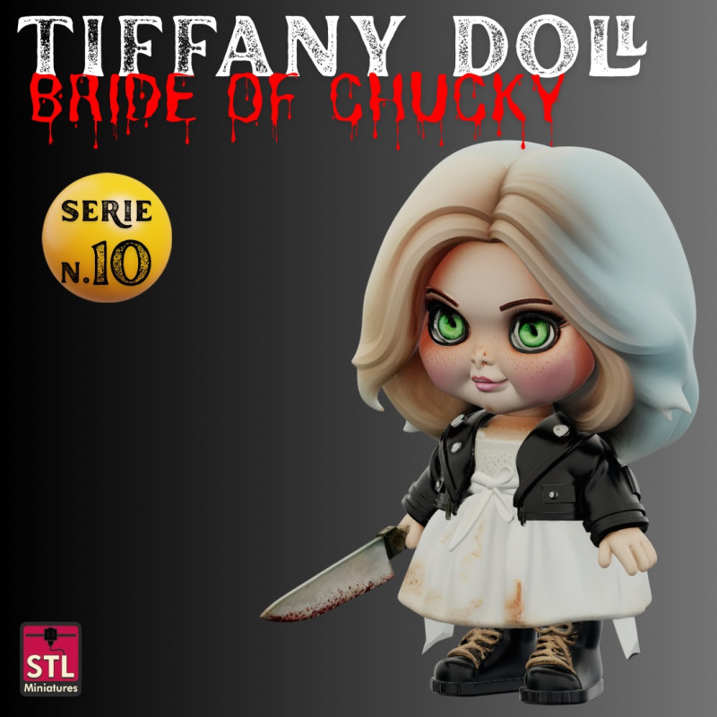 STL File Tiffany Valentine Bride of Chucky Chibi Style 3D Printable Horror Miniature Modelo de Impressão 3D .c4d .max .obj .3ds .fbx .stl .blend